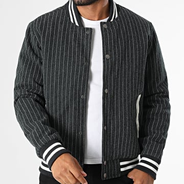 Classic Series - Giacca Teddy a Righe 685 Nero Melange