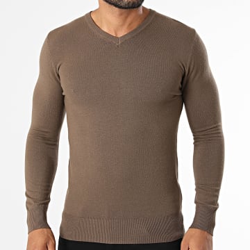 Classic Series - Jersey Cuello V Punto 662 Marrón