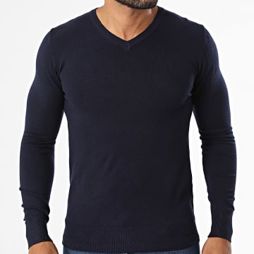 Classic Series - Jersey con cuello en V 662 azul marino