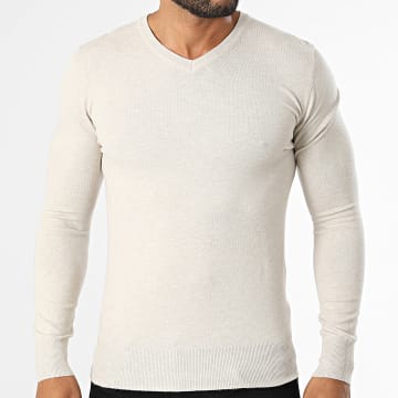 Classic Series - Jersey Cuello V Punto 662 Beige Jaspeado