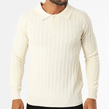 Classic Series - Jersey con Cuello Buttoned de Punto 922 Beige Claro