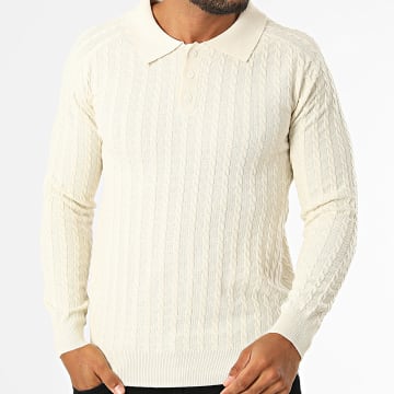 Classic Series - Jersey con Cuello Buttoned de Punto 922 Beige Claro