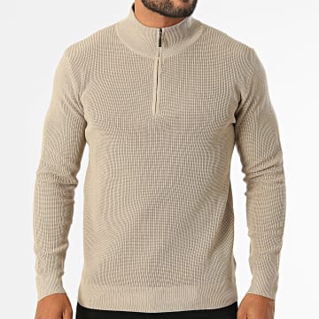 Classic Series - Jersey con cuello con cremallera Waffle 925 beige