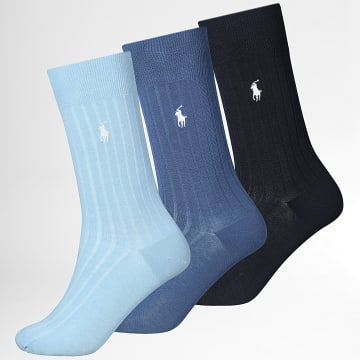 Polo Ralph Lauren - Lot De 3 Paires De Chaussettes Original Player Noir Bleu Clair Bleu Marine