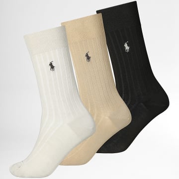Polo Ralph Lauren - Lot De 3 Paires De Chaussettes Original Player Beige Clair Camel Noir