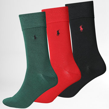 Polo Ralph Lauren - Lot De 3 Paires De Chaussettes Original Player Noir Rouge Vert
