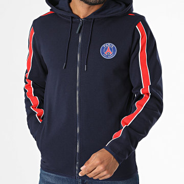 PSG - Sweat Capuche Zippée A Bandes P26063 Bleu Marine Rouge