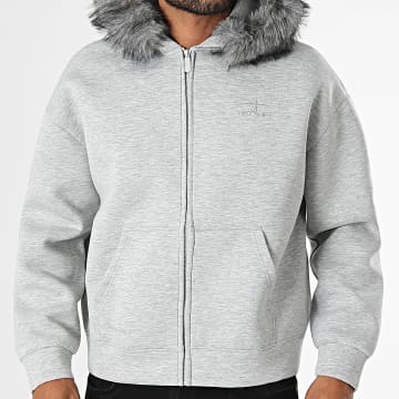 PXP - Giacca con Cappuccio Pelliccia con Zip 2633206 Grigio Melange