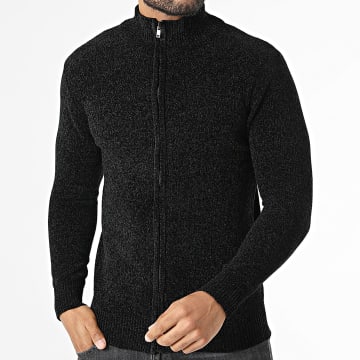 KZR - Chaleco con cremallera texturizado 067 Negro