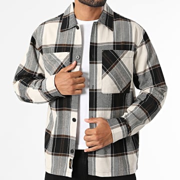 Jack And Jones - Surchemise A Carreaux Jackson Beige Marron Noir