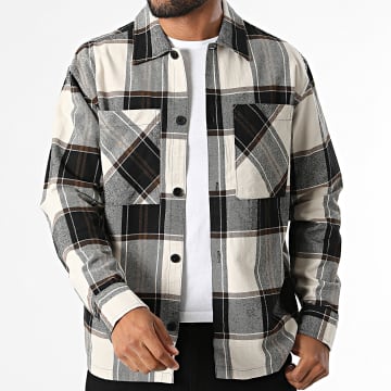 Jack And Jones - Sobrecamisa A Cuadros Jackson Beige Marrón Negro