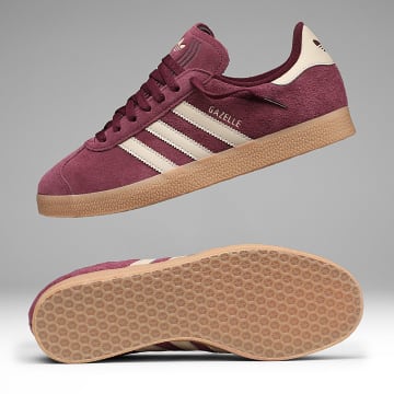 Adidas Originals - Zapatillas Gazelle KJ7685 Rojo Borgoña Khaki Tres Gum 4