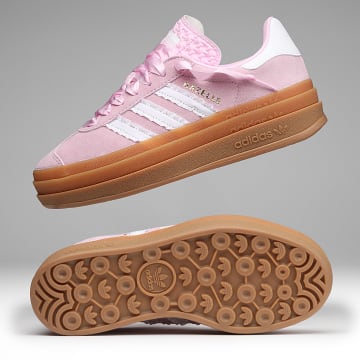Adidas Originals - Zapatillas Mujer Gazelle Bold KJ2430 Orquídea Fuscia Blanco Oro Metálico