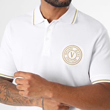 Versace Jeans Couture - Polo Slim Korte Mouwen Vembl Met Borduurwerk 78GAGT00-CJ01T Wit Geel
