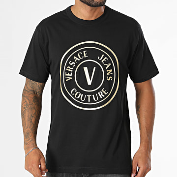 Versace Jeans Couture - T-Shirt Regular Fit Vembl Small Thick 78GAHT00-CJ00T Zwart Geel