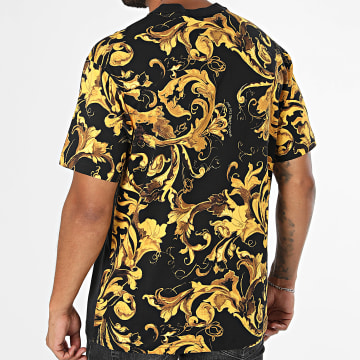 Versace Jeans Couture - T-Shirt Regular Fit Contr Barocco 79GAH617-JS515 Zwart Geel
