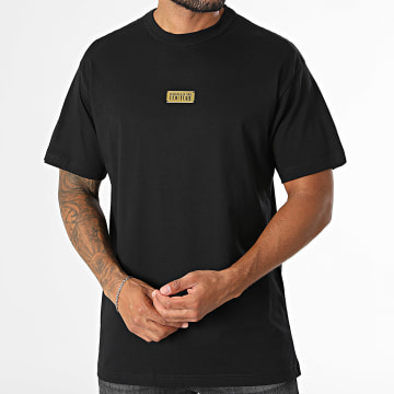 Versace Jeans Couture - T-Shirt Regular Fit Metal Placket 79GAHT08-CJ00T Zwart Goud