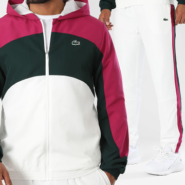 Lacoste - Ensemble De Survetement Regular Fit Logo Crocodile Blanc Vert Rose