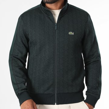 Lacoste - Chaqueta con cremallera Regular Fit The Blend Logo Bordado Cocodrilo Verde Oscuro