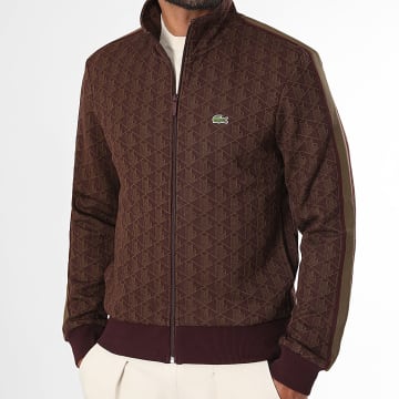 Lacoste - Chaqueta con cremallera Regular Fit The Blend Logo Bordado Cocodrilo Marrón