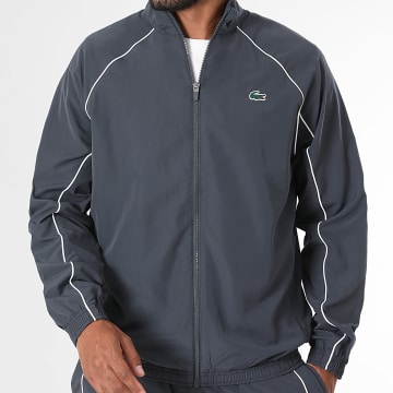 Lacoste - Giacca con Zip Regular Fit Logo Crocodile Grigio Antracite