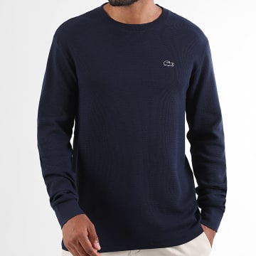 Lacoste - Camiseta de manga larga Logo Bordado Cocodrilo Azul Marino