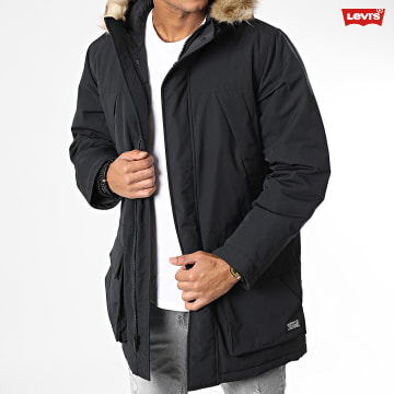 https://assets.laboutiqueofficielle.com/image/upload/v1606379252/Desc/Logos%20Brands%20Artists/levi_s.svg Levi's - Parka Capuche Fourrure Prescott Thermore A3202 Noir