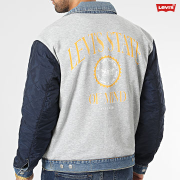 https://assets.laboutiqueofficielle.com/image/upload/v1606379252/Desc/Logos%20Brands%20Artists/levi_s.svg Levi's - Veste Jean Vintage Reversible Varsity A4223 Bleu Denim Gris Chiné Bleu Marine