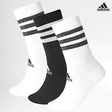https://laboutiqueofficielle-res.cloudinary.com/image/upload/v1627638668/Desc/Watermark/adidas_performance.svg Adidas Sportswear - Lot De 3 Paires De Chaussettes Femme Glam Crew GP3543 Blanc Noir