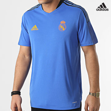 https://laboutiqueofficielle-res.cloudinary.com/image/upload/v1627638668/Desc/Watermark/adidas_performance.svg Adidas Performance - Tee Shirt De Sport A Bandes Real Madrid HA2585 Bleu