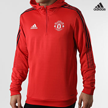 https://laboutiqueofficielle-res.cloudinary.com/image/upload/v1627638668/Desc/Watermark/adidas_performance.svg Adidas Performance - Sweat Capuche A Bandes Manchester United FC HC9751 Rouge