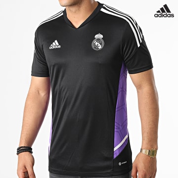 https://laboutiqueofficielle-res.cloudinary.com/image/upload/v1627638668/Desc/Watermark/adidas_performance.svg Adidas Performance - T-shirt De Sport A Bandes Real Madrid HA2598 Noir