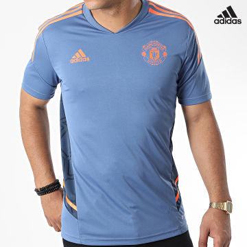 https://laboutiqueofficielle-res.cloudinary.com/image/upload/v1627638668/Desc/Watermark/adidas_performance.svg Adidas Sportswear - Maillot De Foot A Bandes Manchester United FC HH9316 Bleu Clair