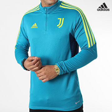 https://laboutiqueofficielle-res.cloudinary.com/image/upload/v1627638668/Desc/Watermark/adidas_performance.svg Adidas Sportswear - Tee Shirt Manches Longues A Bandes Juventus HA2640 Turquoise