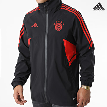 https://laboutiqueofficielle-res.cloudinary.com/image/upload/v1627638668/Desc/Watermark/adidas_performance.svg Adidas Sportswear - Veste Zippée A Bandes FC Bayern Rain HI3465 Noir