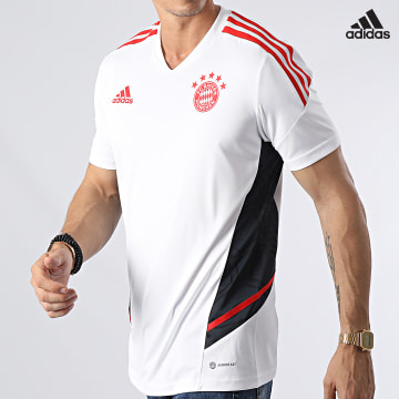 https://laboutiqueofficielle-res.cloudinary.com/image/upload/v1627638668/Desc/Watermark/adidas_performance.svg Adidas Performance - Tee Shirt A Bandes FC Bayern HB0621 Blanc