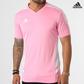 https://laboutiqueofficielle-res.cloudinary.com/image/upload/v1627638668/Desc/Watermark/adidas_performance.svg Adidas Performance - Tee Shirt Col V A Bandes HD2273 Rose