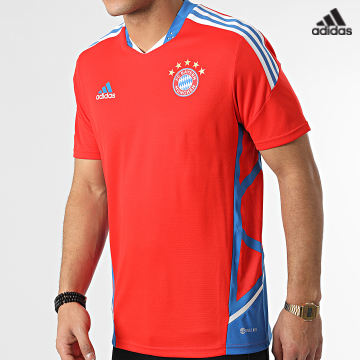 https://laboutiqueofficielle-res.cloudinary.com/image/upload/v1627638668/Desc/Watermark/adidas_performance.svg Adidas Sportswear - Tee Shirt A Bandes FC Bayern Munich Pro HU1276 Rouge Bleu