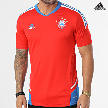 https://laboutiqueofficielle-res.cloudinary.com/image/upload/v1627638668/Desc/Watermark/adidas_performance.svg Adidas Sportswear - Tee Shirt De Sport A Bandes Bayern Munich HU1281 Rouge