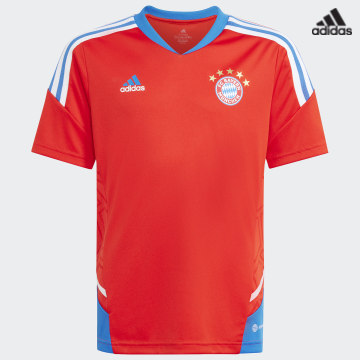 https://laboutiqueofficielle-res.cloudinary.com/image/upload/v1627638668/Desc/Watermark/adidas_performance.svg Adidas Sportswear - Tee Shirt A Bandes Enfant FC Bayern Munich HU1275 Rouge