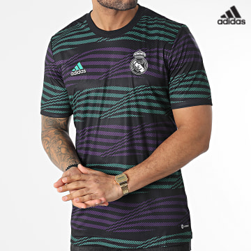 https://laboutiqueofficielle-res.cloudinary.com/image/upload/v1627638668/Desc/Watermark/adidas_performance.svg Adidas Sportswear - Tee Shirt A Bandes Real Madrid HT8799 Noir Violet Vert