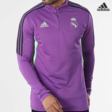 https://laboutiqueofficielle-res.cloudinary.com/image/upload/v1627638668/Desc/Watermark/adidas_performance.svg Adidas Sportswear - Sweat Col Zippé A Bandes Real HT8803 Violet