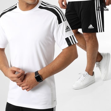 https://laboutiqueofficielle-res.cloudinary.com/image/upload/v1627638668/Desc/Watermark/adidas_performance.svg Adidas Sportswear - Ensemble Tee Shirt Et Short Jogging A Bandes GN5723 GN5776 Blanc Noir