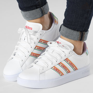 https://laboutiqueofficielle-res.cloudinary.com/image/upload/v1627638668/Desc/Watermark/adidas_performance.svg Adidas Sportswear - Baskets Femme Grand Court HP9412 Footwear White Red Pure Glow
