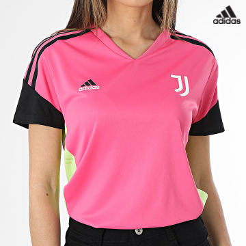 https://laboutiqueofficielle-res.cloudinary.com/image/upload/v1627638668/Desc/Watermark/adidas_performance.svg Adidas Sportswear - Tee Shirt De Sport Femme A Bandes Juventus HS7552 Rose
