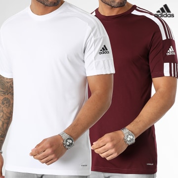 https://laboutiqueofficielle-res.cloudinary.com/image/upload/v1627638668/Desc/Watermark/adidas_performance.svg Adidas Sportswear - Lot De 2 Tee Shirts A Bandes GN8091 GN5726 Blanc Bordeaux