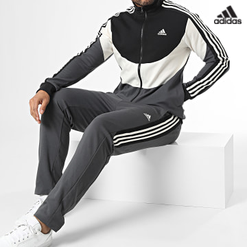 https://laboutiqueofficielle-res.cloudinary.com/image/upload/v1627638668/Desc/Watermark/adidas_performance.svg Adidas Sportswear - Ensemble De Survetement A Bandes IC6754 Noir Gris Anthracite