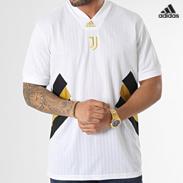 https://laboutiqueofficielle-res.cloudinary.com/image/upload/v1627638668/Desc/Watermark/adidas_performance.svg Adidas Sportswear - Tee Shirt Col V Juventus Icon HS9807 Blanc Doré
