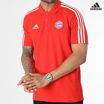 https://laboutiqueofficielle-res.cloudinary.com/image/upload/v1627638668/Desc/Watermark/adidas_performance.svg Adidas Sportswear - Polo Manches Courtes A Bandes Bayern Munich HY3281 Rouge