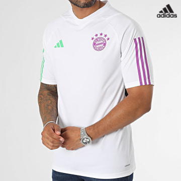 https://laboutiqueofficielle-res.cloudinary.com/image/upload/v1627638668/Desc/Watermark/adidas_performance.svg Adidas Sportswear - Tee Shirt A Bandes Bayern Munich IB1522 Blanc
